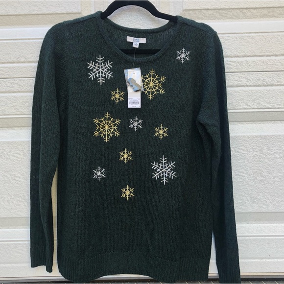 croft & barrow Sweaters - Snowflake Print Sweater